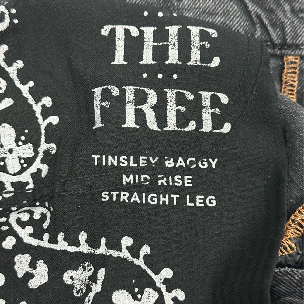 WE THE FREE Tinsley Baggy Mid Rise Straight leg black denim jeans - size 31 - Picture 6 of 9